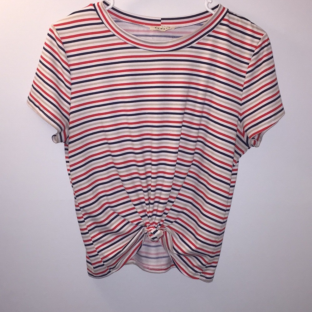 Striped Front Knot Crop Top